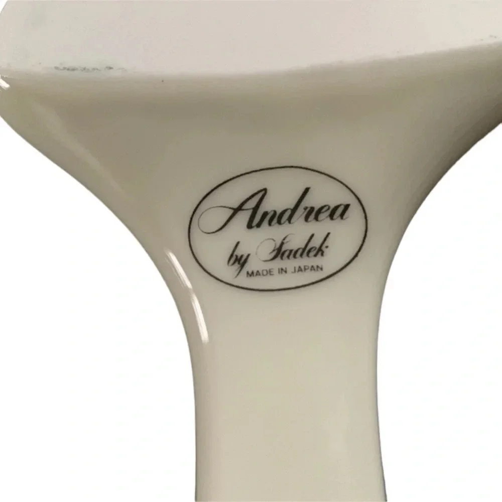 VINTAGE Porcelain White Spatula with Floral Motif